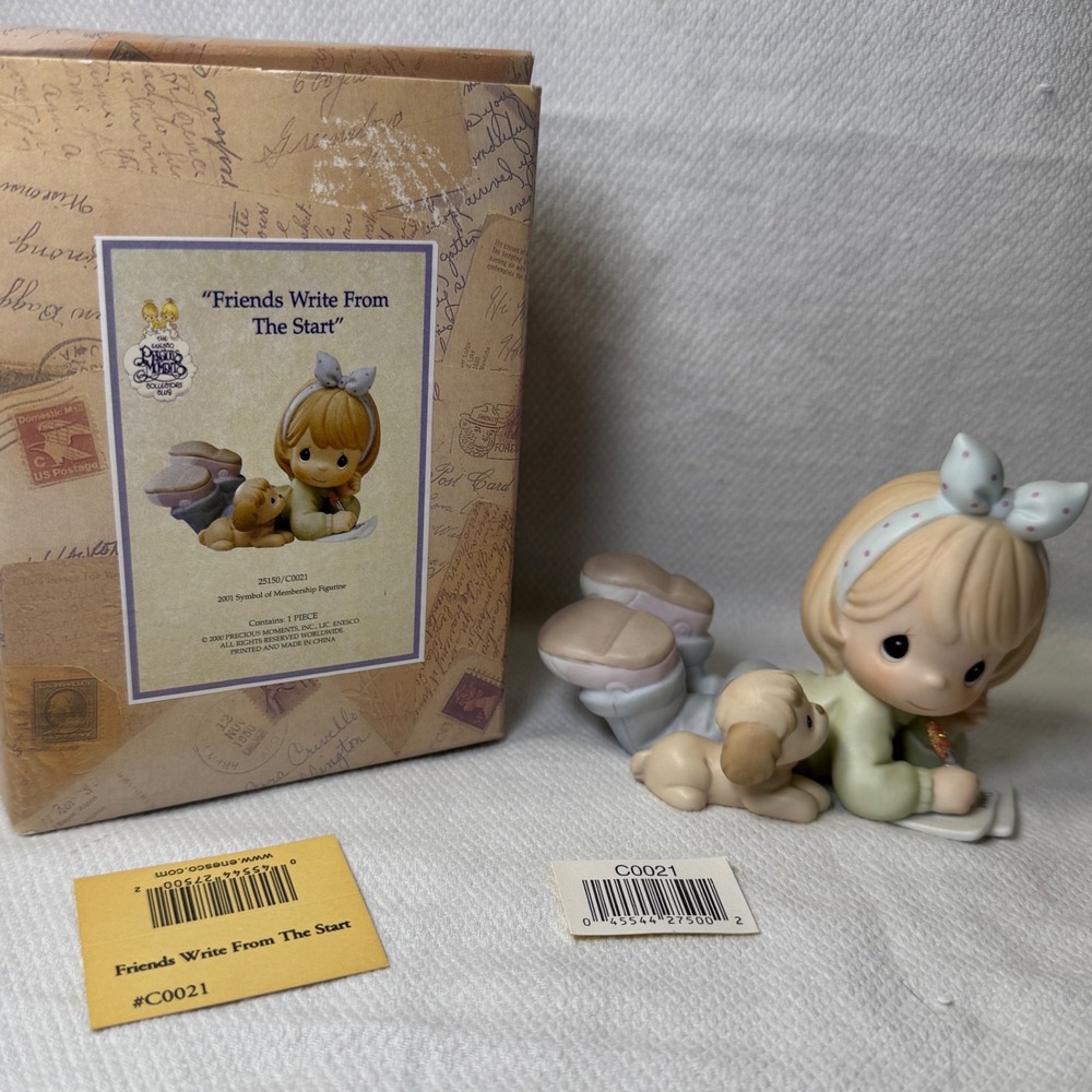 Precious Moments Friends Write From The Start 2001 Membership Figurine C0021 Box